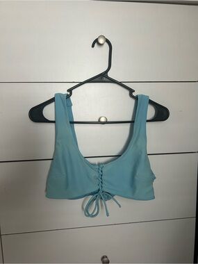Aerie Light Blue Lace-Up Bikini Top